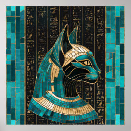 Poster Deusa Gato Egípcia Bastet - Arte Mosaica