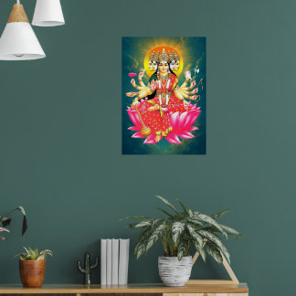 Poster Deusa Gayatri Devi no Lotus Hindu Deity