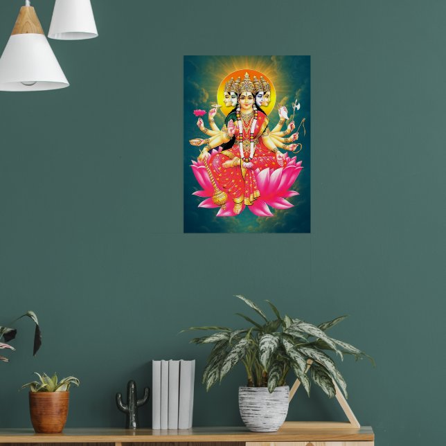 Poster Deusa Gayatri Devi no Lotus Hindu Deity (Sala de Estar 1)