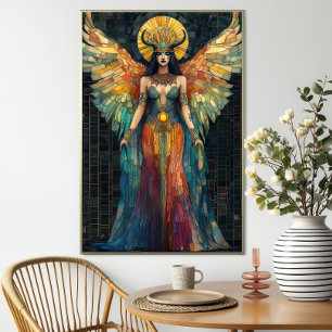 Poster Deusa Hathor Mosaico Egípcio Arte Nova 