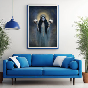 Poster Deusa Kali Blue Modern Art Nouveau Painting