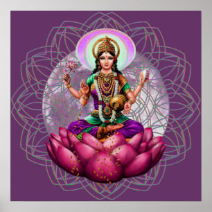 Poster Deusa Lakshmi - mandala da bênção da riqueza