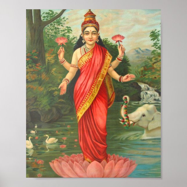 Poster Deusa Lakshmi - Raja Ravi Varma (Frente)