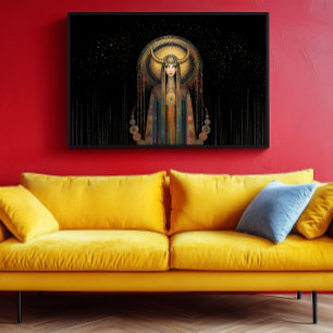 Poster Deusa Lilith Rainbow Arte Dourada Nouveau