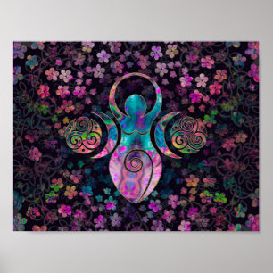 Poster Deusa Lua tripla com triskele