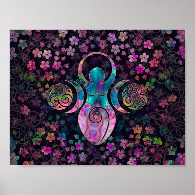 Poster Deusa Lua tripla com triskele (Frente)