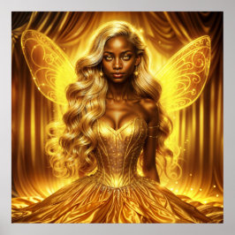 Poster Deusa mística da luz com asas de fadas radiantes