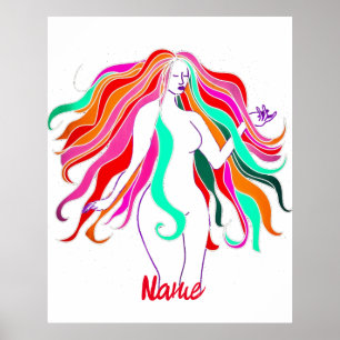 Poster Deusa multi-colorida de cabelos longos Thunder_Cov
