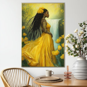 Poster Deusa Oshun: Cachoeira Floral Amarela Orisha