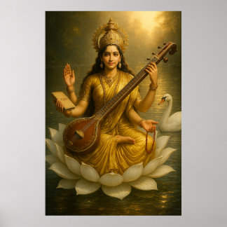 Poster Deusa Saraswati | A Divina Musa do Conhecimento