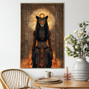Poster Deusa Sekhmet Arte Abstrata de Leoa Egípcia