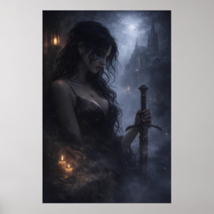 Poster Deusa Sombria da Névoa – Mulher de Fantasia Seduto