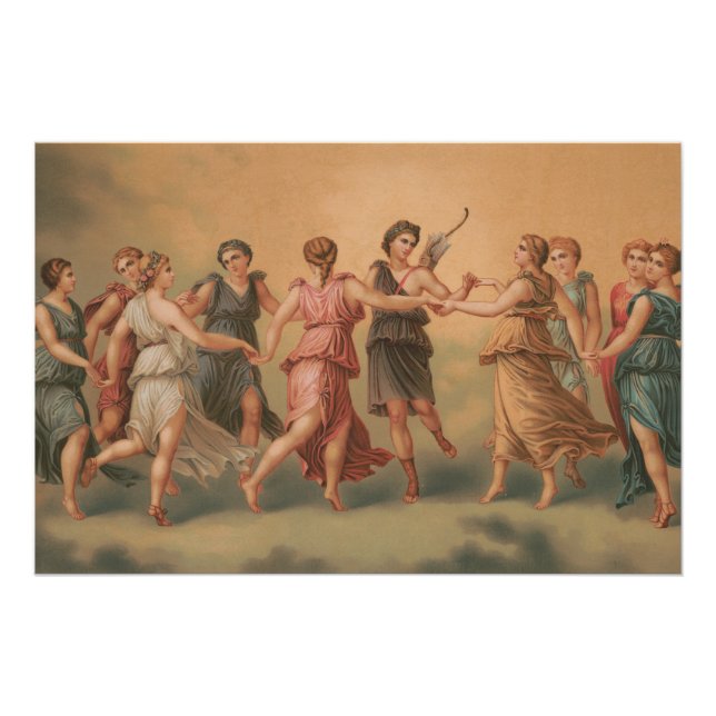 Pôster Deuses dançando nas nuvens com deusas brilhantes (Frente)