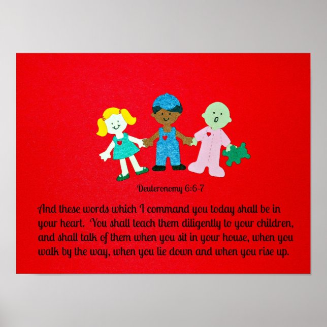 Poster Deuteronomia 6:6-7 E estas palavras que eu comando (Frente)