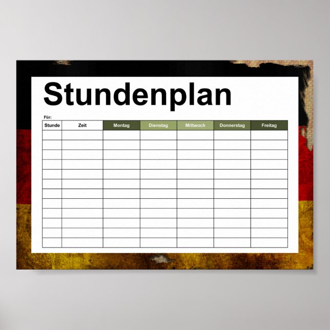 Pôster Deutsch Flagge - Vintage... (Frente)