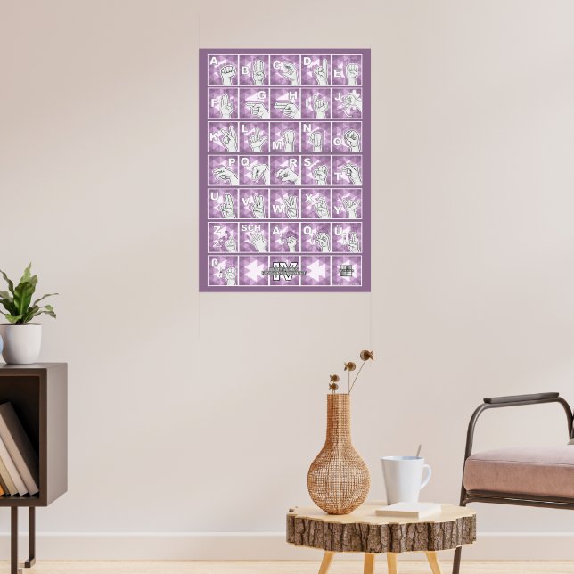 Poster Deutsches Fingeralphabet 4 - lavendelgrau / (Sala de Estar 3)