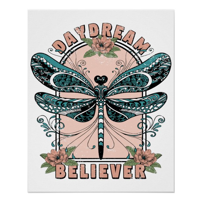 Pôster Devaneio - Libélula Fofa - Floral Bonito (Frente)