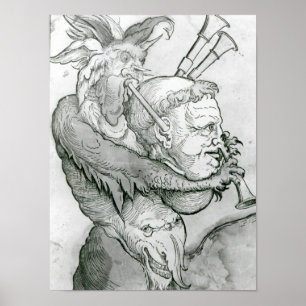 Pôster Devil Playing Man's Head como um saxofone, 1144