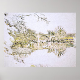Poster Devil's Bridge Kirkby Lonsdale Pencil Sketch