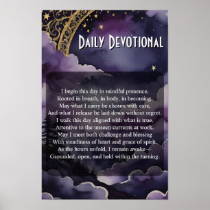 Poster Devoção Diária Céu Noturno Roxo Oração Pagan