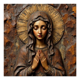 Pôster Devoção Esculpida Maria de Madeira