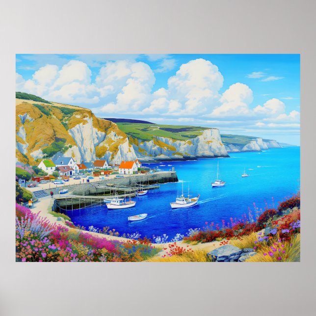 Poster "Devon Harbor Dreamscape" - Uma paisagem marinha i (Frente)