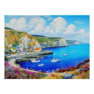 Pôster "Devon Harbor Dreamscape" - Uma paisagem marinha i