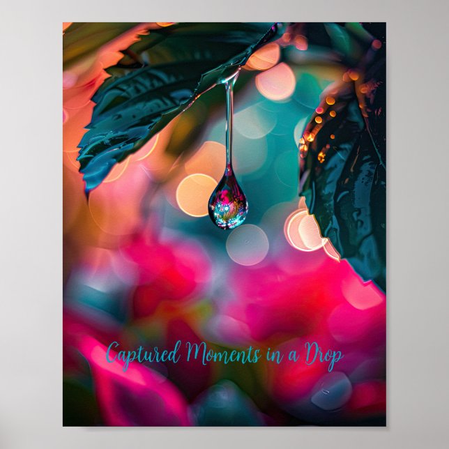 Poster Dewdrop Vibrante: Reflexões da Natureza em Cor (Frente)