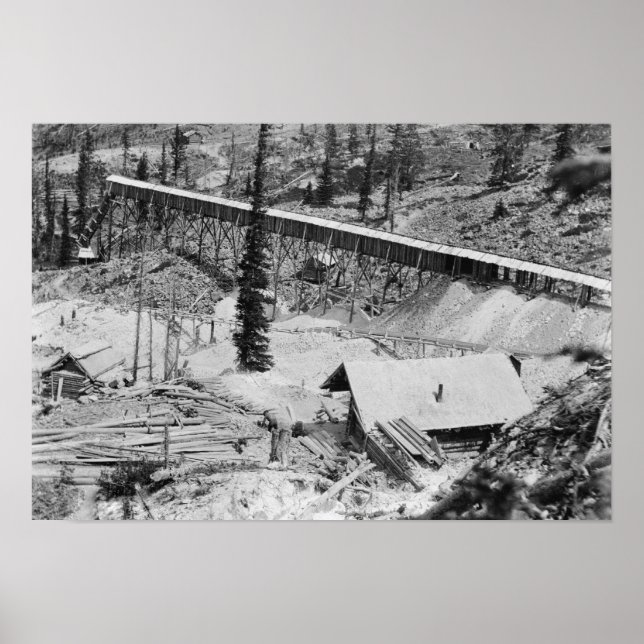 Pôster Dewey Dourado Mine na Montanha Thunder, Idaho (Frente)