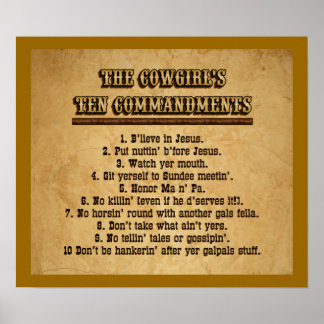 Pôster Dez Mandamentos da Cowgirl
