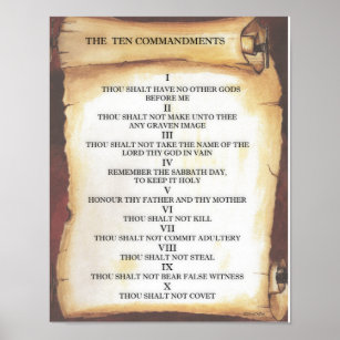 Poster Dez Mandamentos sobre Pergaminho