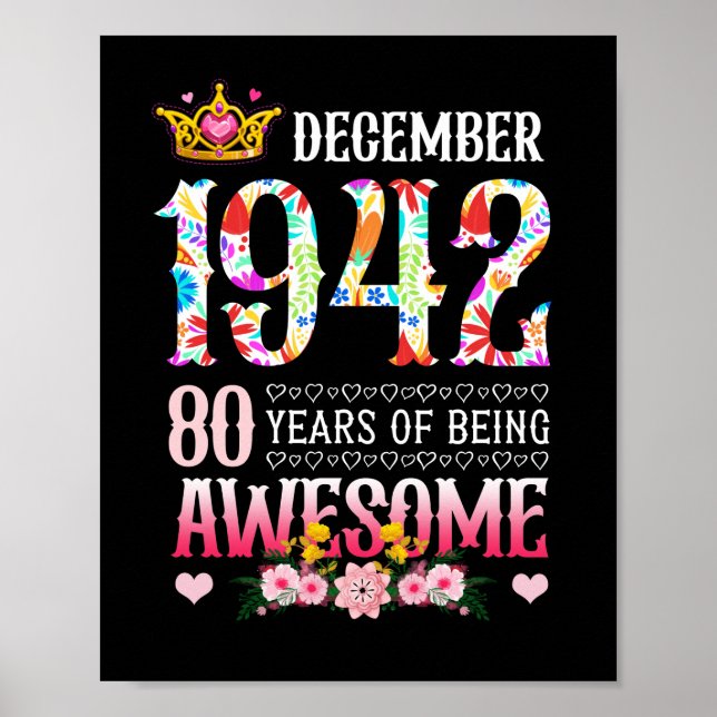Poster Dezembro de 1942 80 Birthday, 80 anos (Frente)