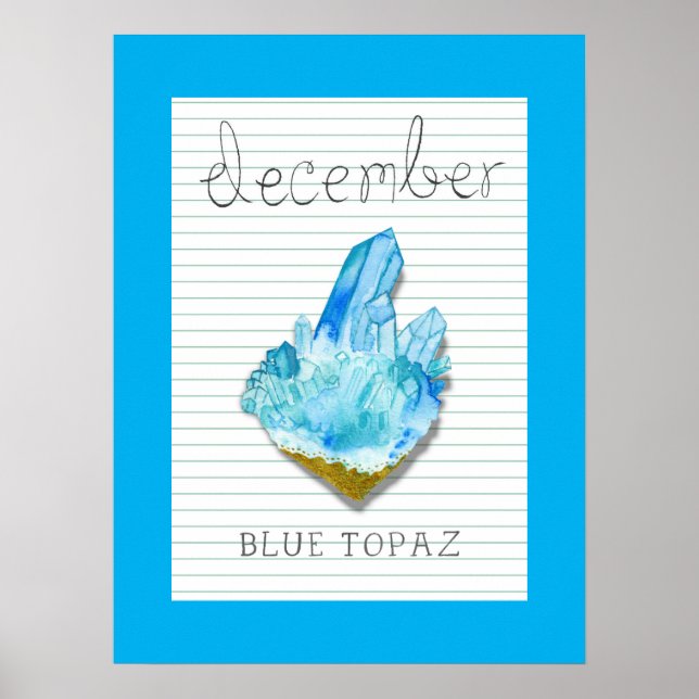 Poster Dezembro de Birthstone Blue Topaz Trabalho de arte (Frente)