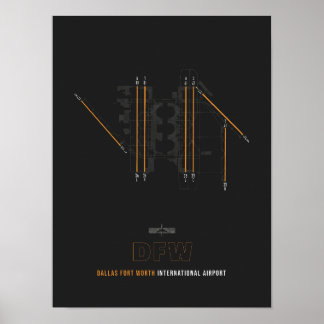 Poster DFW - Dallas Fort Worth Airport Runway Diagrama