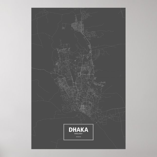 Poster Dhaka, Bangladesh (branco a preto) (Frente)