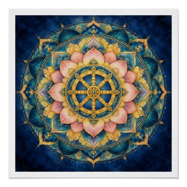 Pôster Dhamar Mandala do Lótus (Frente)