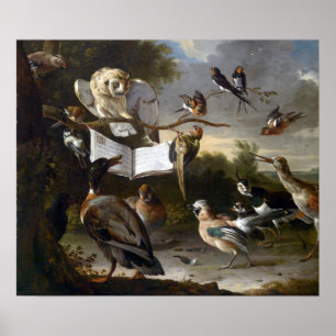 Poster d'Hondecoeter de Melchior o concerto dos pássaros