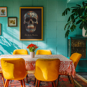 Pôster Dia 3D do crânio morto, personalizado