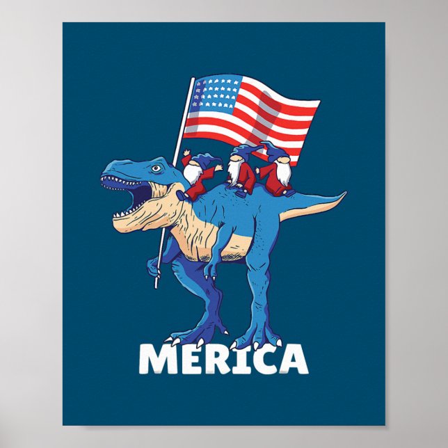 Poster Dia 4 de julho da Independência EUA Dinossauro T R (Frente)