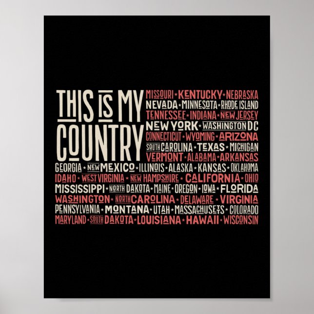 Poster Dia 4 de julho dos Estados Unidos Bandeira América (Frente)