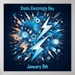 Poster Dia 9 de janeiro - Dia estático da eletricidade