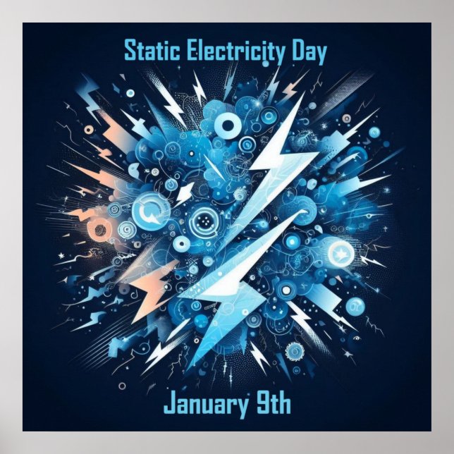 Poster Dia 9 de janeiro - Dia estático da eletricidade (Frente)