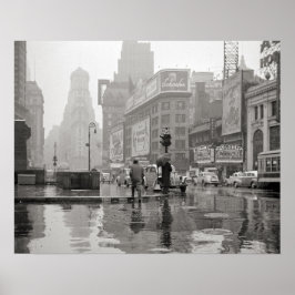 Pôster Dia Chuvoso na Times Square, 1943. Foto Antiga
