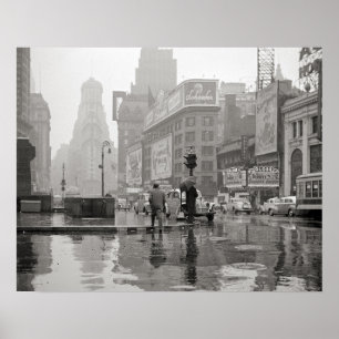Pôster Dia Chuvoso na Times Square, 1943. Foto Antiga