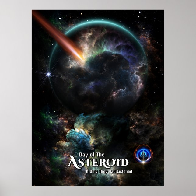 Poster Dia Da Arte Fractal Do Asteroide SciFi (Frente)