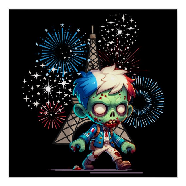 Pôster Dia da Bastilha Zombie (Frente)