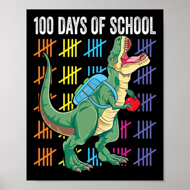 Poster Dia da Escola para Crianças Crianças T-rex (Frente)
