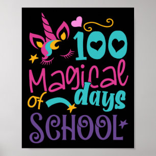 Poster Dia Da Escola Unicórnio 100 Dias Mágicos Professor