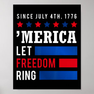 Poster Dia da Independência 4 de Julho Bandeira dos EUA A