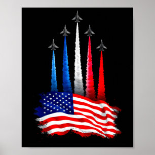 Poster Dia da Independência Bandeira Americana Aviões a J